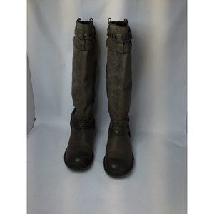 Born grey Brown Leather Zip Buckle Fashion Boots Size 6 Womens pre -owned good c
